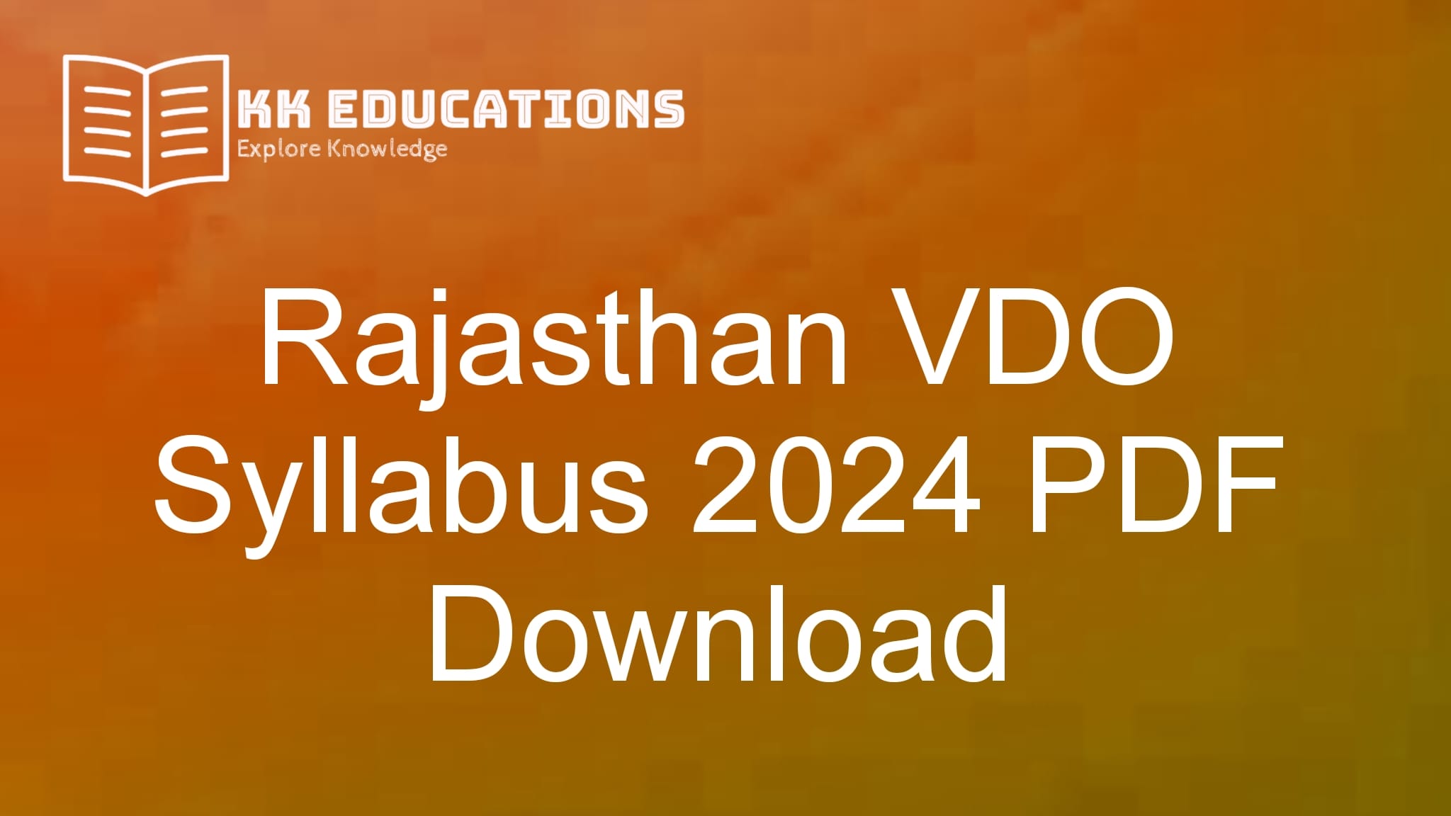 Rajasthan VDO Syllabus 2024