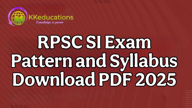RPSC Sub Inspector Exam Pattern and Syllabus Download PDF 2025
