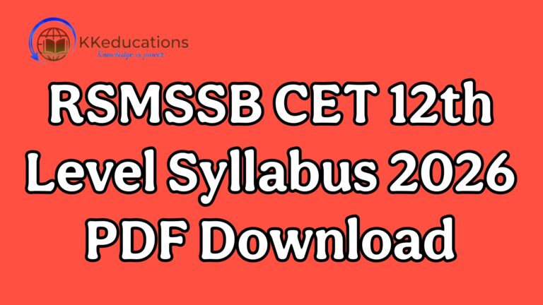RSMSSB CET 12th Level Syllabus 2026 PDF Download