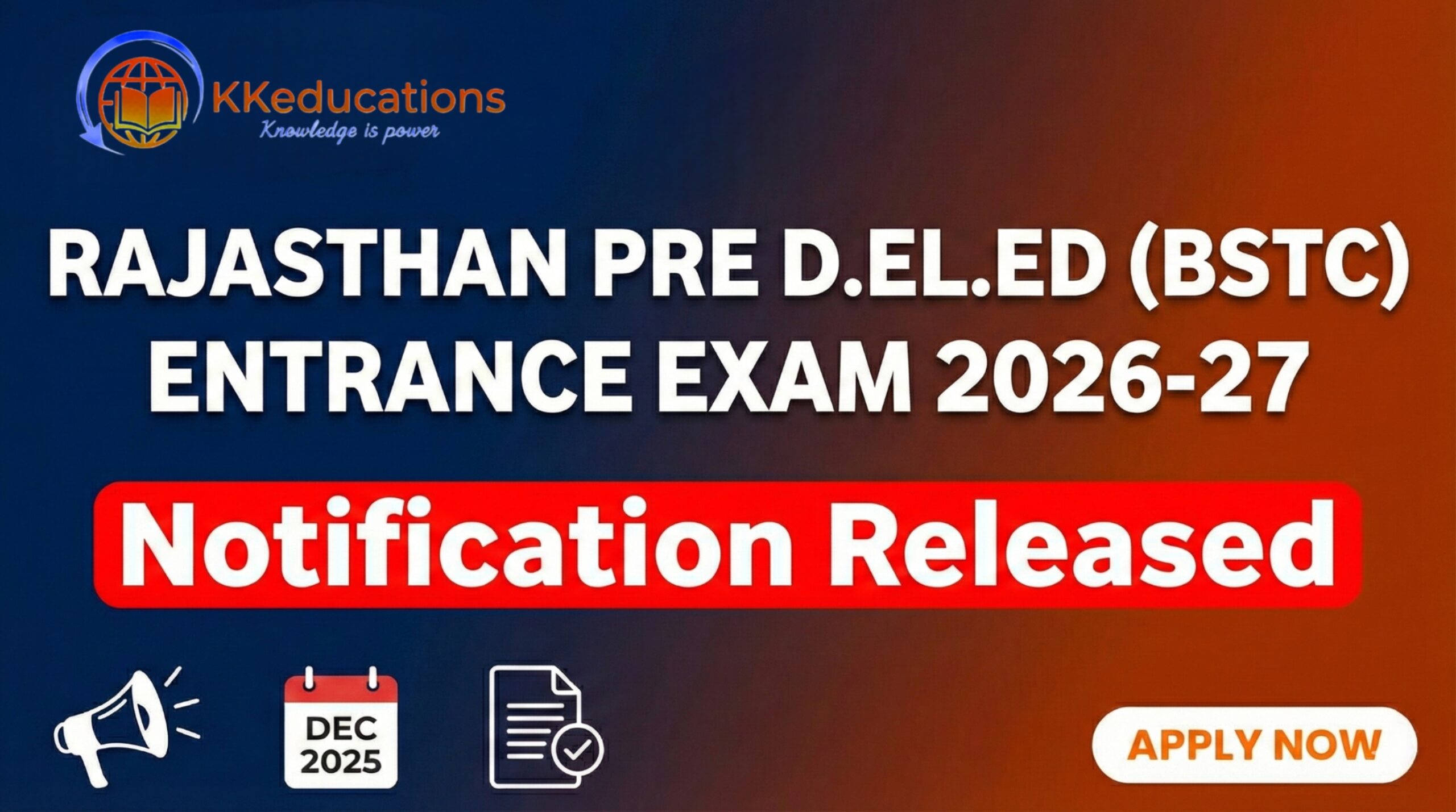 Rajasthan Pre D.El.Ed (BSTC) Entrance Exam 2026-27