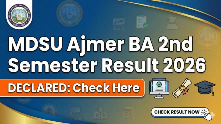 MDSU Ajmer BA 2nd Semester Result 2026