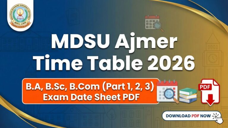 MDSU Ajmer Time Table 2026