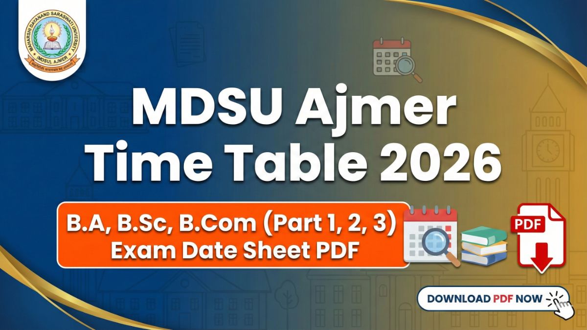 MDSU Ajmer Time Table 2026