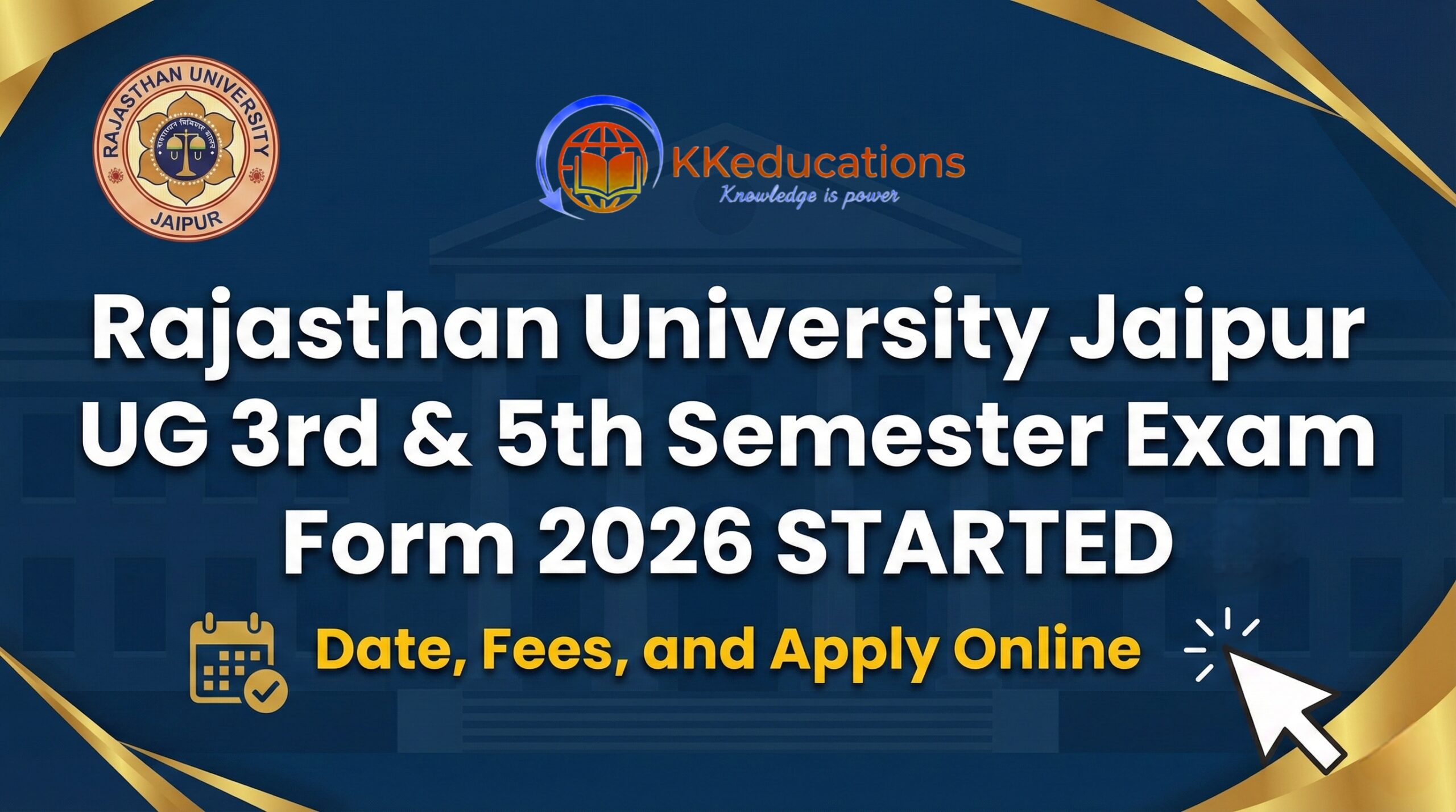 Rajasthan University Jaipur UG 3rd & 5th Semester Exam Form 2026