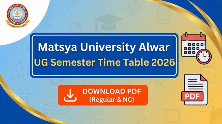 Matsya University Alwar UG Semester Time Table 2026