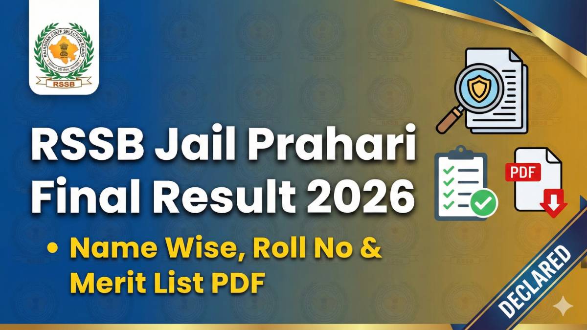 RSSB Jail Prahari Final Result 2026
