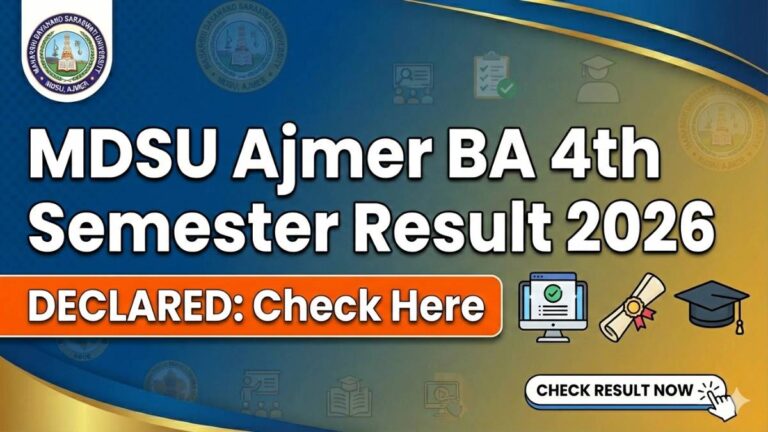 MDSU Ajmer BA 4th Semester Result 2026