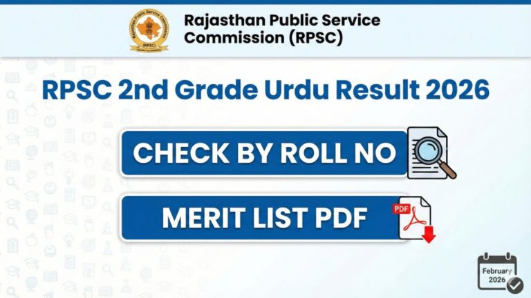 RPSC 2nd Grade Urdu Result 2026