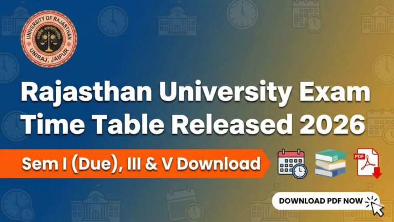 Rajasthan University Exam Time Table Released 2026