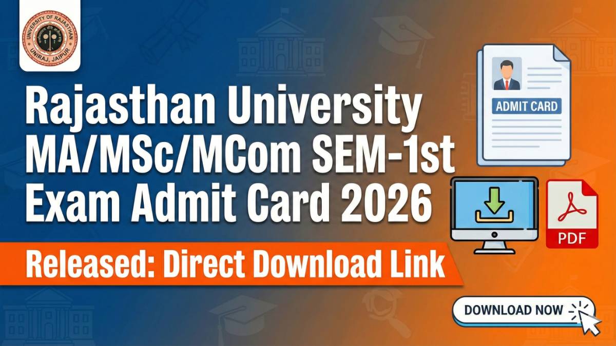 Rajasthan University MA/MSc/MCom SEM-1st Exam Admit Card 2026