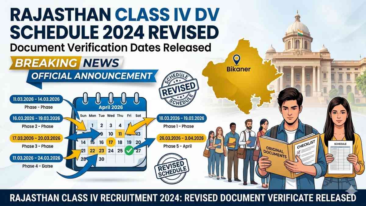Rajasthan Class IV Recruitment 2024: Revised Document Verification Schedule Released
