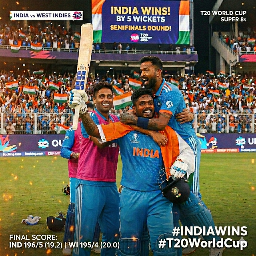 IND vs WI T20 World Cup 2026: Sanju Samson’s Heroic 97* Powers India to Semi-Finals