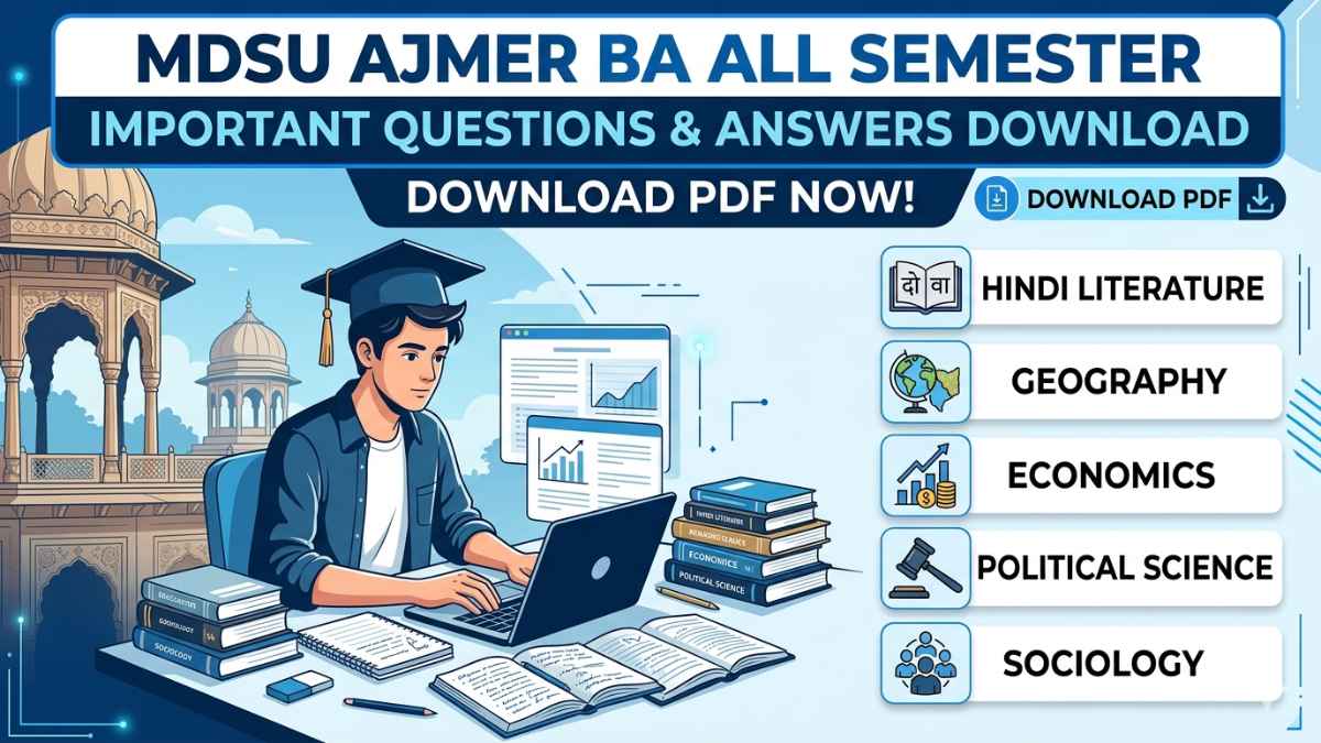 MDSU Ajmer BA All Semester Important Questions & Answers Download